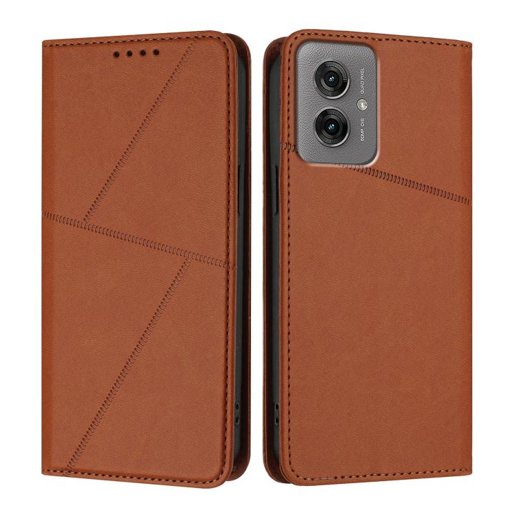 

For Motorola Moto G55 Strong Magnetic Frosted Flip Leather Phone Case(Coffee Color)