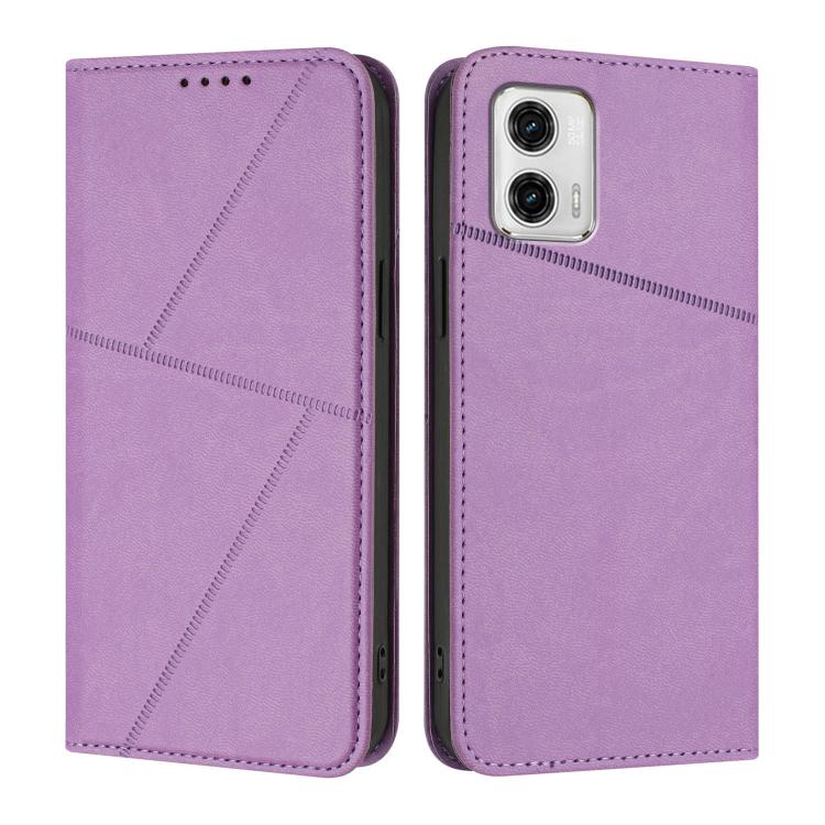 

For Motorola Moto G73 Strong Magnetic Frosted Flip Leather Phone Case(Light Purple)