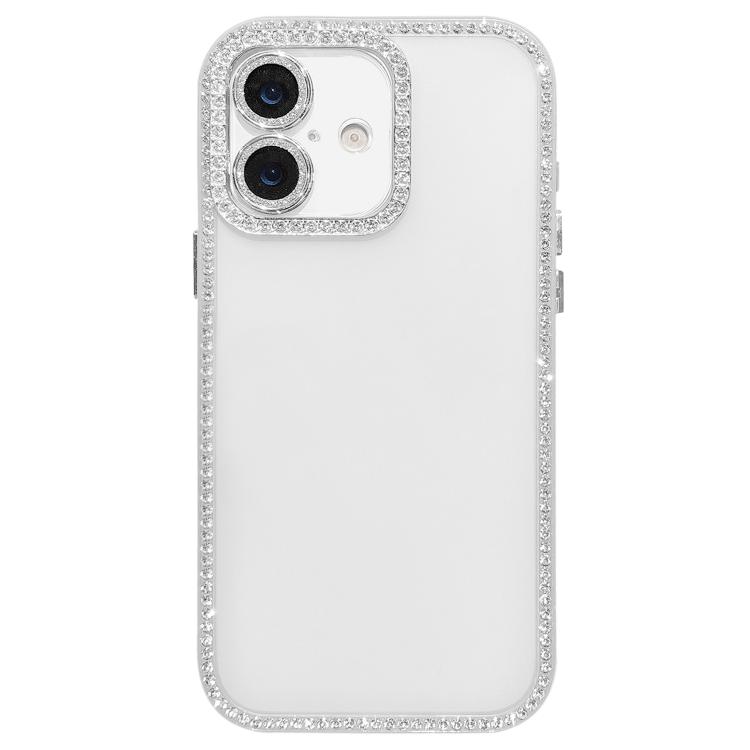 

For iPhone 16 Dual-Sided Rhinestone Design Matte Full Coverage Phone Case(White)