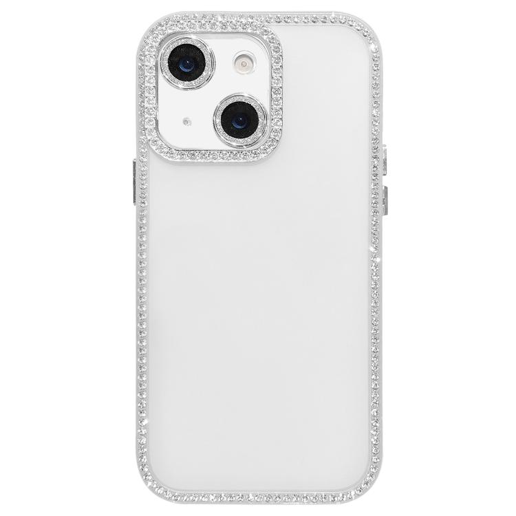 

For iPhone 15 Dual-Sided Rhinestone Design Matte Full Coverage Phone Case(White)