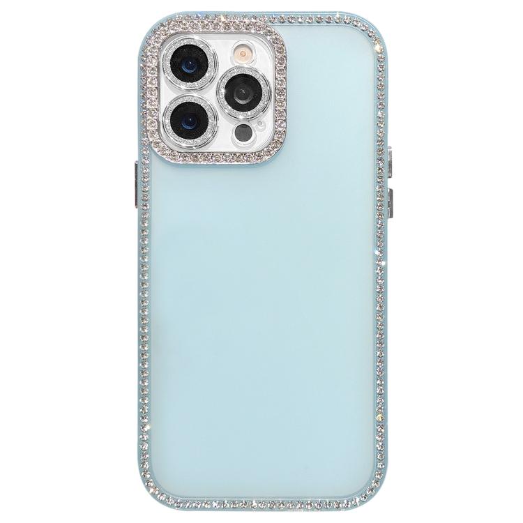 

For iPhone 13 Pro Max Dual-Sided Rhinestone Design Matte Full Coverage Phone Case(Blue)