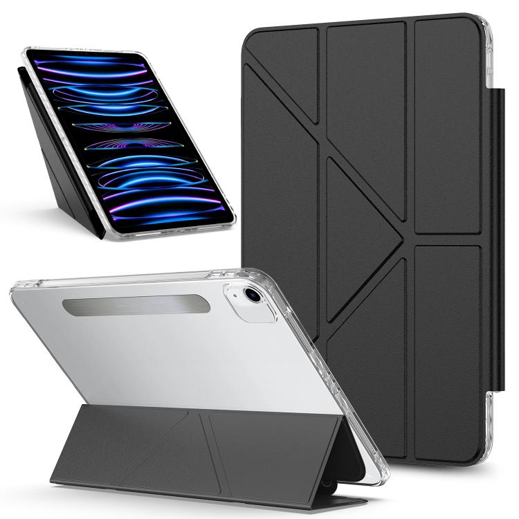 

For iPad Air 11 2025 / 2024 / Air 5 / Air 4 Detachable Backshell Folding Holder Smart Tablet Leather Case(Black)
