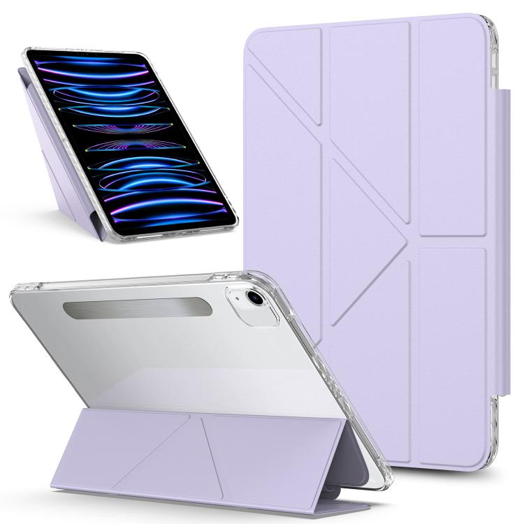 

For iPad Air 13 2025 / 2024 / Pro 12.9 2018 Detachable Backshell Folding Holder Smart Tablet Leather Case(Purple)