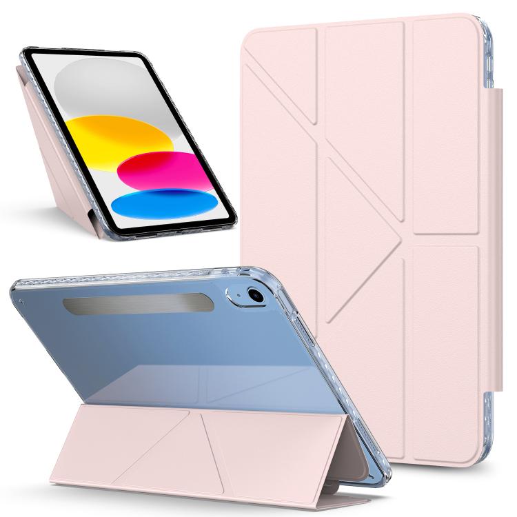 

For iPad 2025 / 2022 Detachable Backshell Folding Holder Smart Tablet Leather Case(Pink)