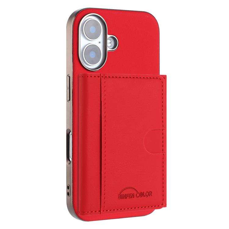 

For iPhone 16 Solid Color Horizontal Magnetic Card Bag RFID MagSafe Phone Case(Red)