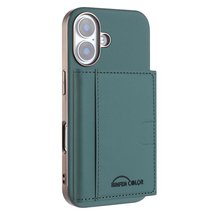 

For iPhone 16 Solid Color Horizontal Magnetic Card Bag RFID MagSafe Phone Case(Green)