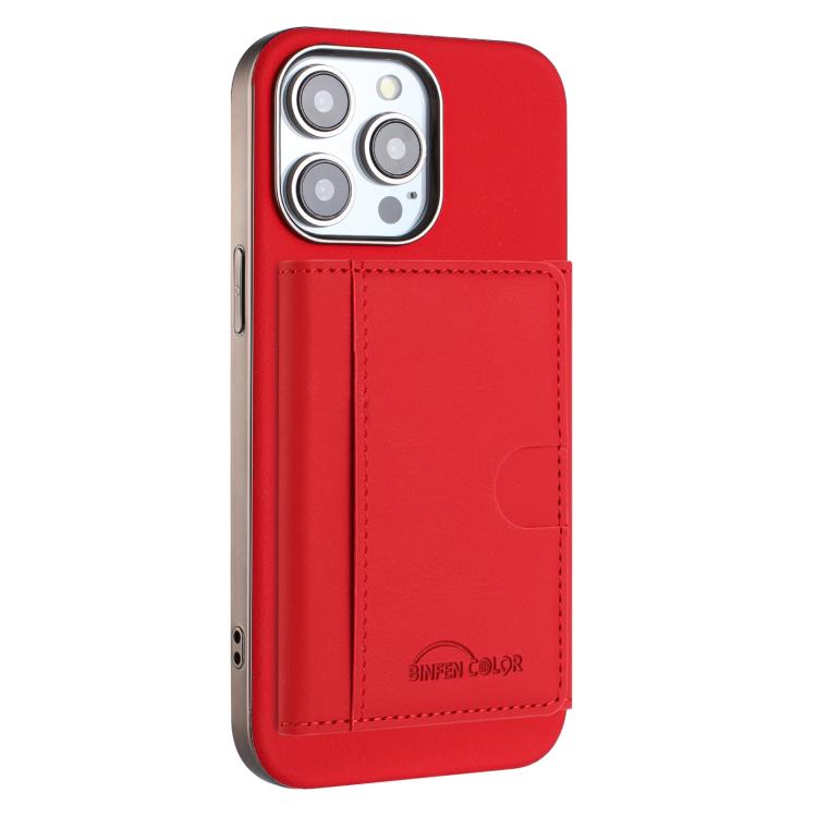 

For iPhone 15 Pro Max Solid Color Horizontal Magnetic Card Bag RFID MagSafe Phone Case(Red)