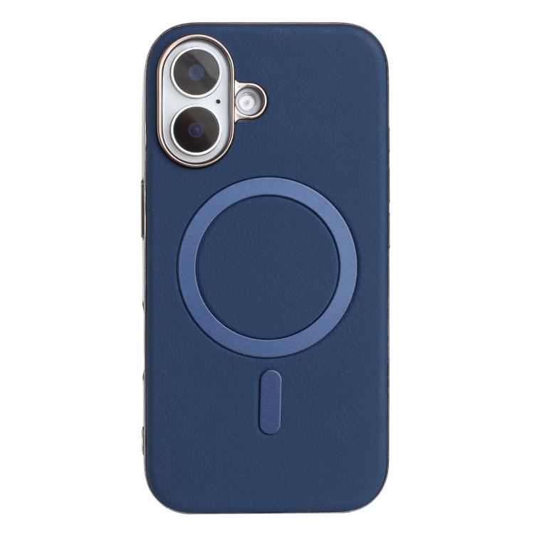 

For iPhone 16 Plus Solid Color Plating MagSafe Full Coverage Phone Case(Dark Blue)