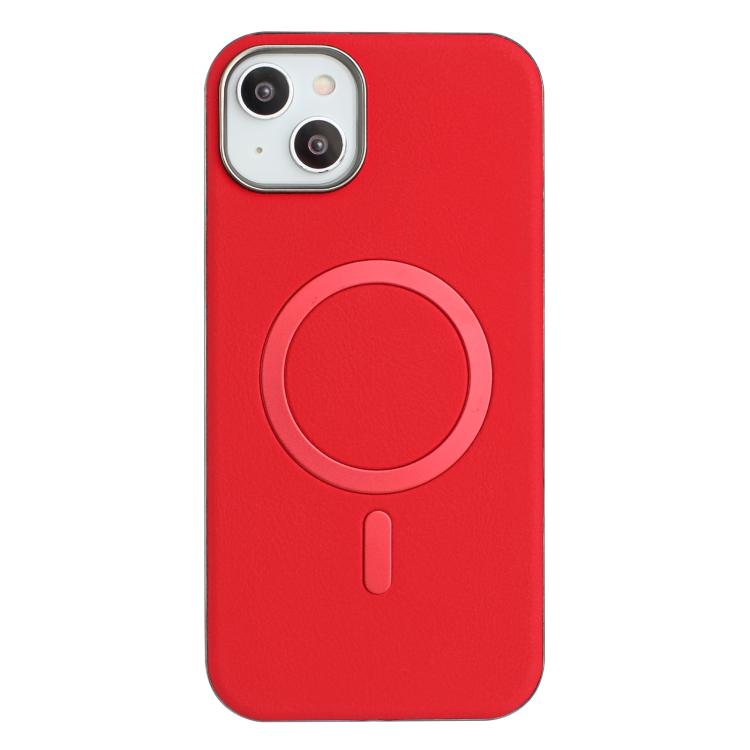 

For iPhone 14 Plus Solid Color Plating MagSafe Full Coverage Phone Case(Red)
