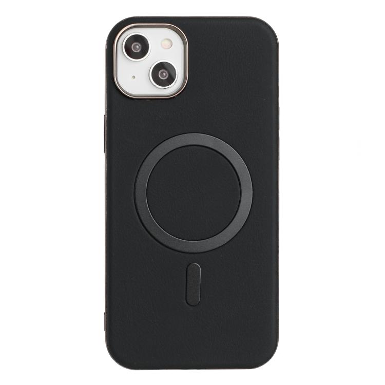 

For iPhone 14 Solid Color Plating MagSafe Full Coverage Phone Case(Black)