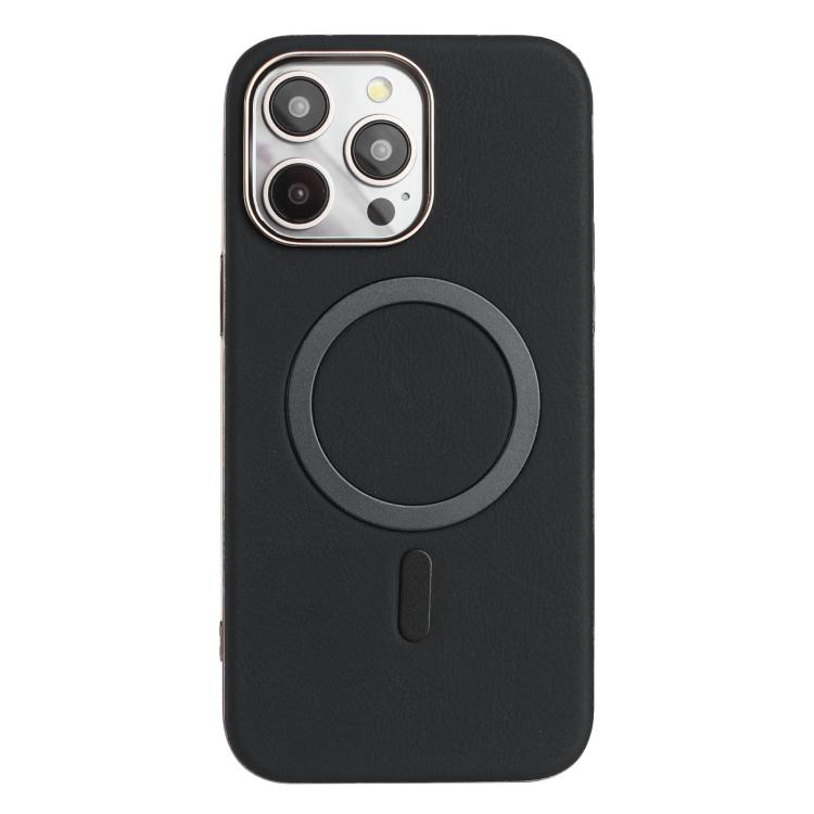

For iPhone 12 Pro Max Solid Color Plating MagSafe Full Coverage Phone Case(Black)