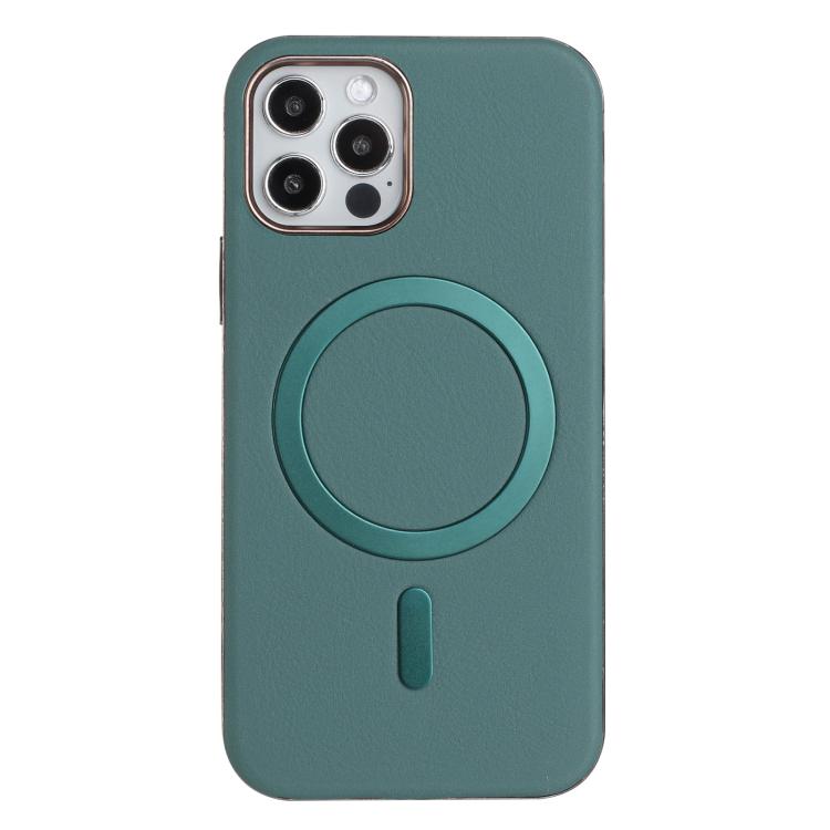 

For iPhone 12 / 12 Pro Solid Color Plating MagSafe Full Coverage Phone Case(Green)