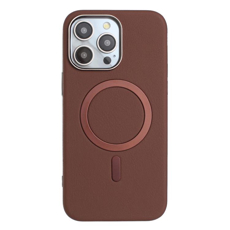 

For iPhone 11 Pro Max Solid Color Plating MagSafe Full Coverage Phone Case(Brown)