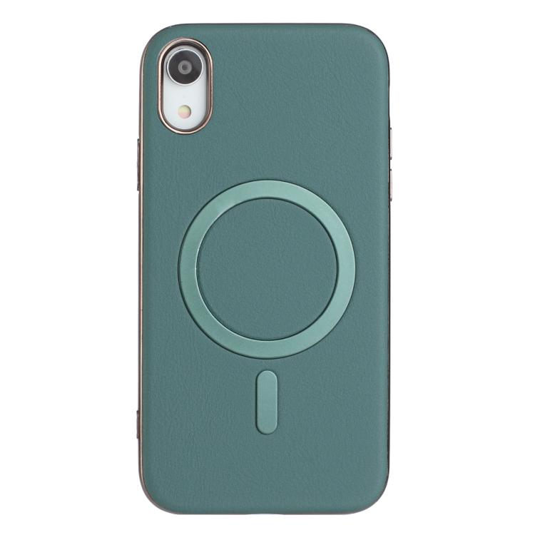 

For iPhone XR Solid Color Plating MagSafe Full Coverage Phone Case(Green)