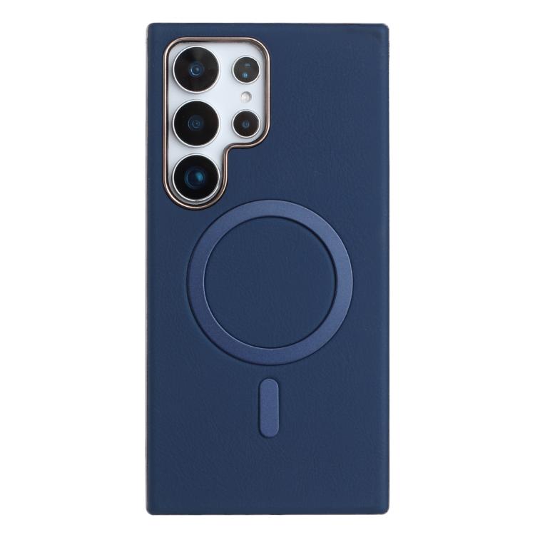 

For Samsung Galaxy S25 Ultra 5G Solid Color Plating MagSafe Full Coverage Phone Case(Dark Blue)