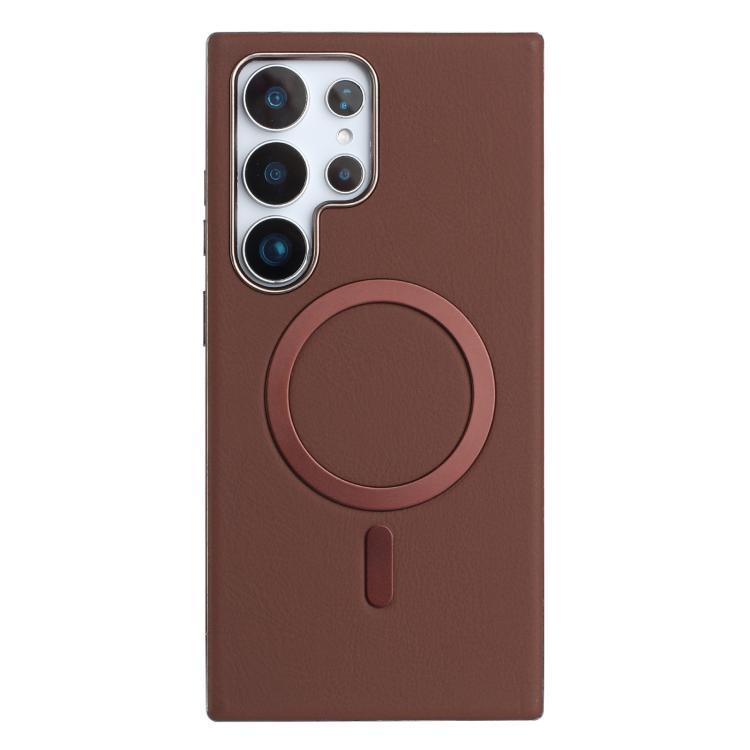 

For Samsung Galaxy S24 Ultra 5G Solid Color Plating MagSafe Full Coverage Phone Case(Brown)