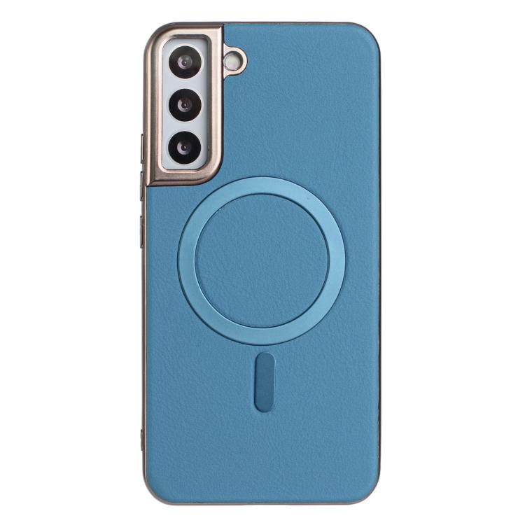 

For Samsung Galaxy S23 5G Solid Color Plating MagSafe Full Coverage Phone Case(Baby Blue)