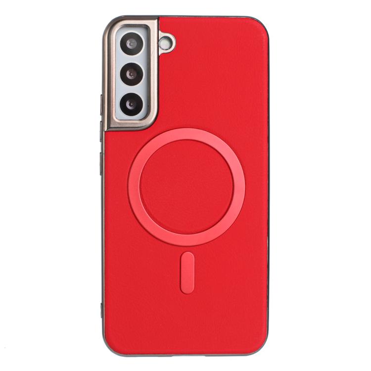 

For Samsung Galaxy S21+ 5G Solid Color Plating MagSafe Full Coverage Phone Case(Red)