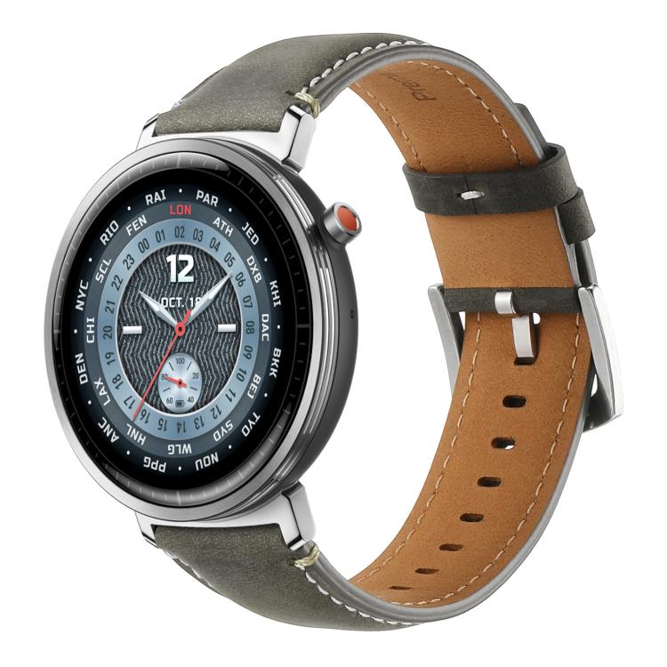 

22mm xDfind Flat Crazy Horse Leather Pin Buckle Watch Band(Turquoise Brown)