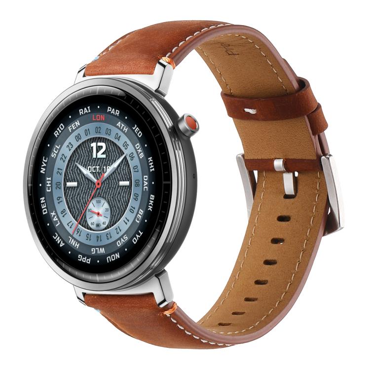 

22mm xDfind Flat Crazy Horse Leather Pin Buckle Watch Band(Yellow Brown)