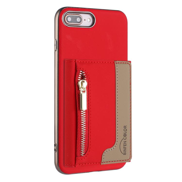 For iPhone Plus Plus Zipper Horizontal Magnetic Card Bag