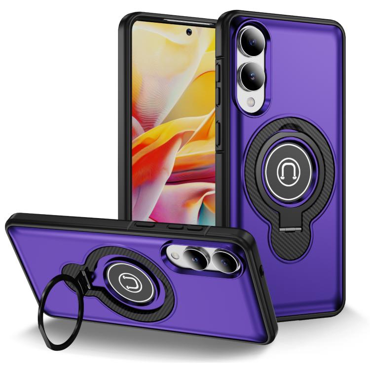 

For Samsung Galaxy S25 Edge 5G TPU Hybrid PC Magnetic Holder Phone Case(Dark Purple)