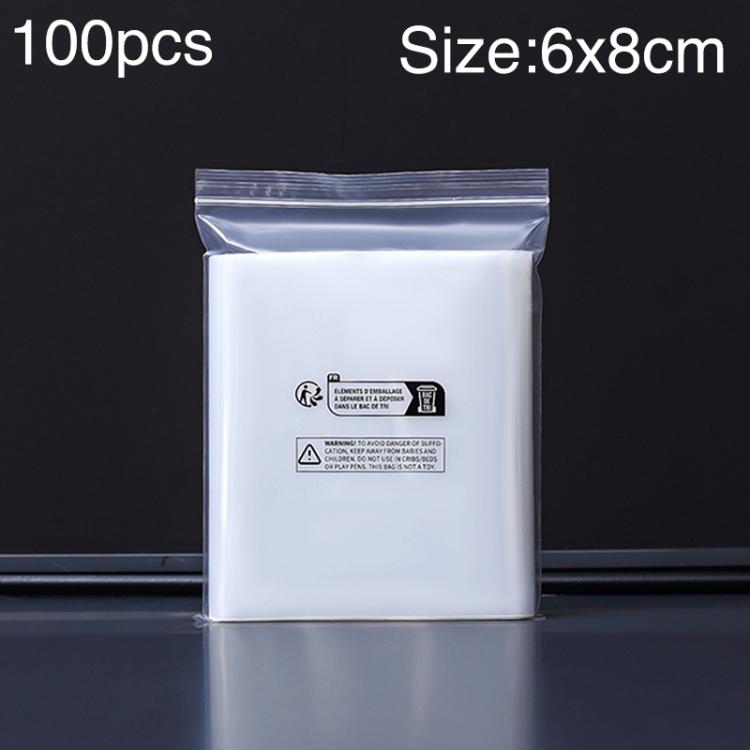 

100pcs Double Layer Environmental Label Warning Printed Ziplock Bag, Size:6 x 8cm 8 Wire