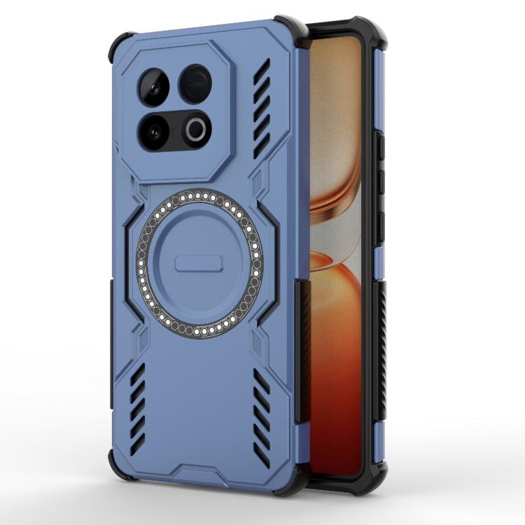 

For vivo iQOO Z10 Turbo 5G Butterfly Armor MagSafe Magnetic Ring Shockproof Phone Case(Blue)