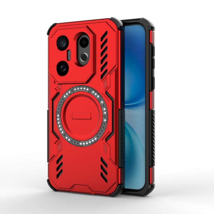 

For vivo X200 FE Global Butterfly Armor MagSafe Magnetic Ring Shockproof Phone Case(Red)