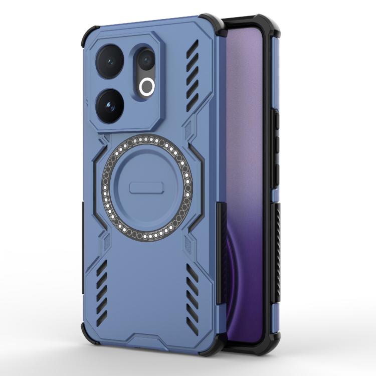 

For vivo V60 5G Global Butterfly Armor MagSafe Magnetic Ring Shockproof Phone Case(Blue)