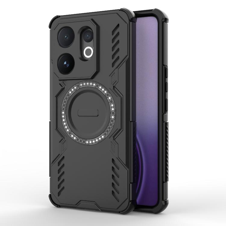 

For vivo V60 5G Global Butterfly Armor MagSafe Magnetic Ring Shockproof Phone Case(Black)