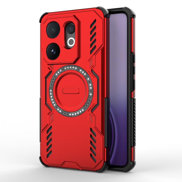 

For vivo V60 5G Global Butterfly Armor MagSafe Magnetic Ring Shockproof Phone Case(Red)
