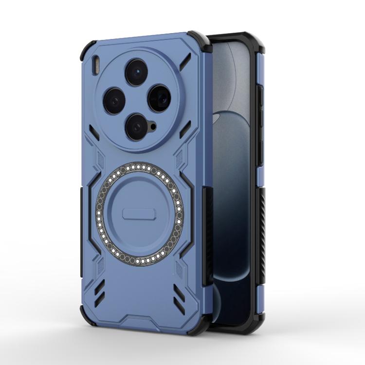 

For vivo X300 5G Butterfly Armor MagSafe Magnetic Ring Shockproof Phone Case(Blue)