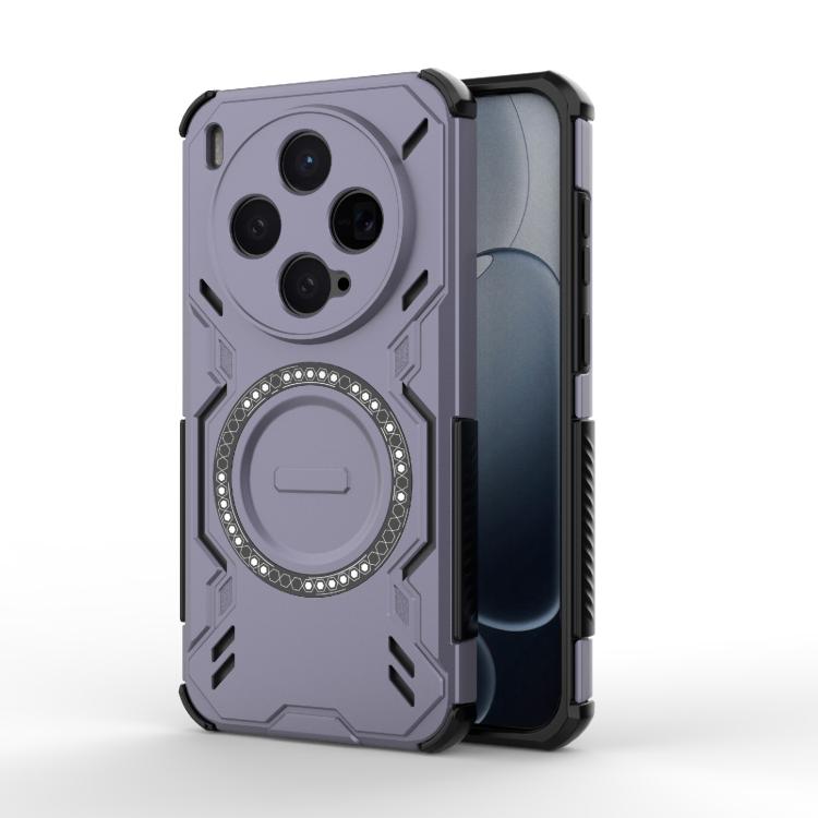 

For vivo X300 5G Butterfly Armor MagSafe Magnetic Ring Shockproof Phone Case(Purple)