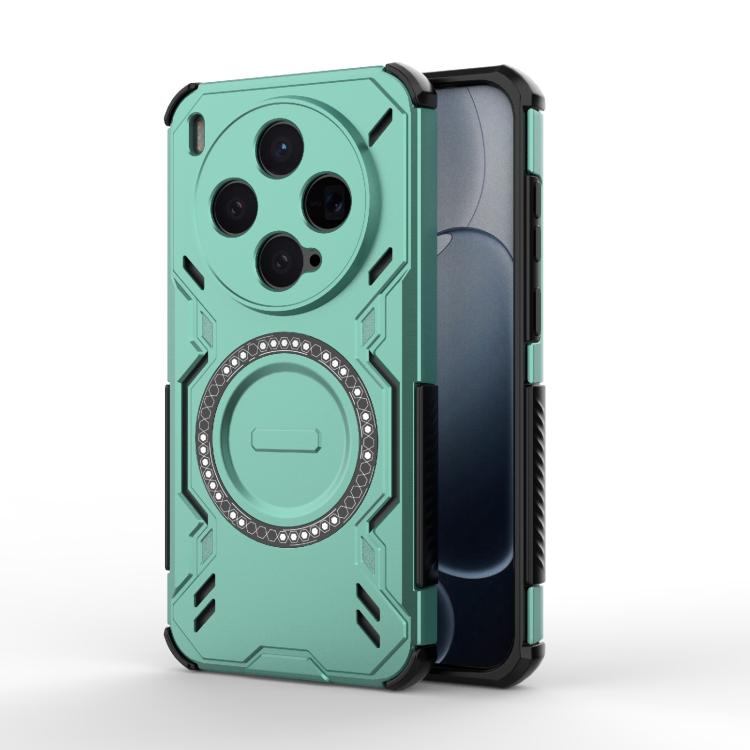 

For vivo X300 5G Butterfly Armor MagSafe Magnetic Ring Shockproof Phone Case(Light Green)