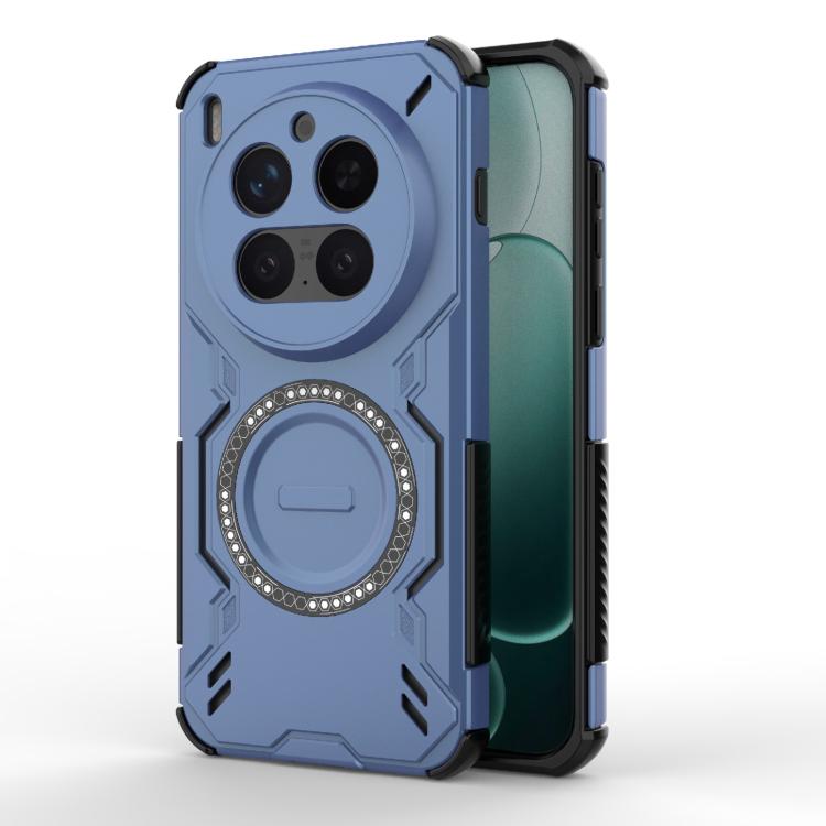 

For vivo X300 Pro 5G Butterfly Armor MagSafe Magnetic Ring Shockproof Phone Case(Blue)