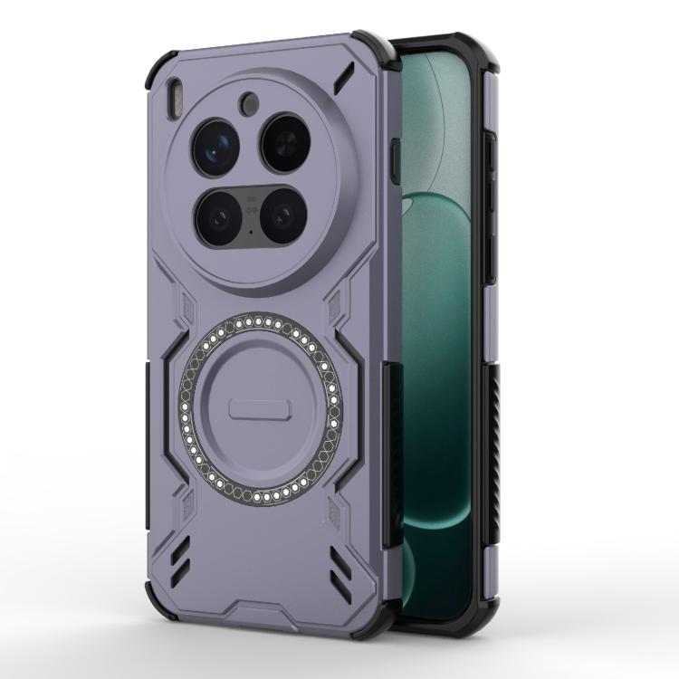 

For vivo X300 Pro 5G Butterfly Armor MagSafe Magnetic Ring Shockproof Phone Case(Purple)