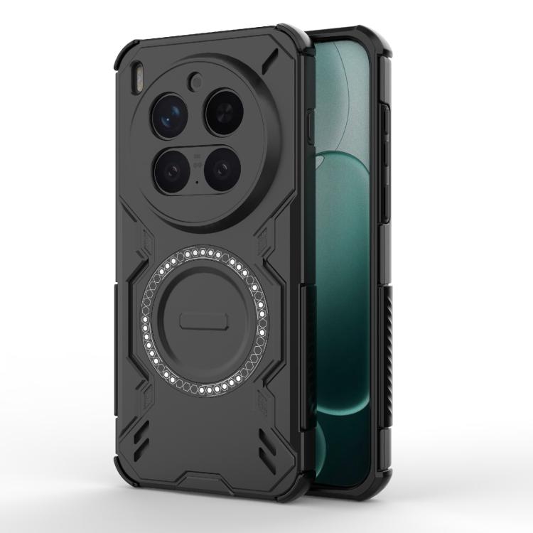 

For vivo X300 Pro 5G Butterfly Armor MagSafe Magnetic Ring Shockproof Phone Case(Black)