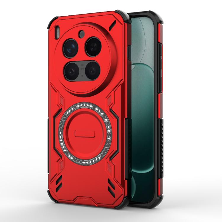 

For vivo X300 Pro 5G Butterfly Armor MagSafe Magnetic Ring Shockproof Phone Case(Red)