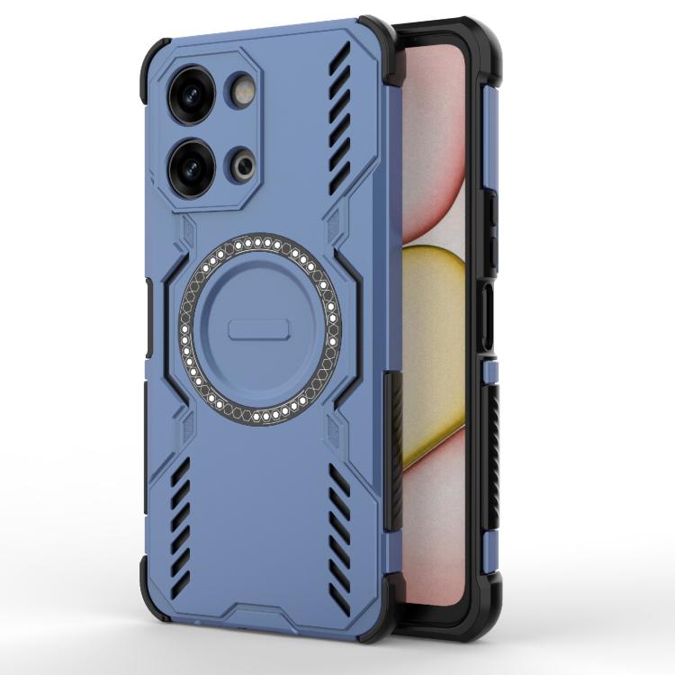 For vivo T5 Lite 5G Global Butterfly Armor MagSafe Magnetic Ring Shockproof Phone Case(Blue)