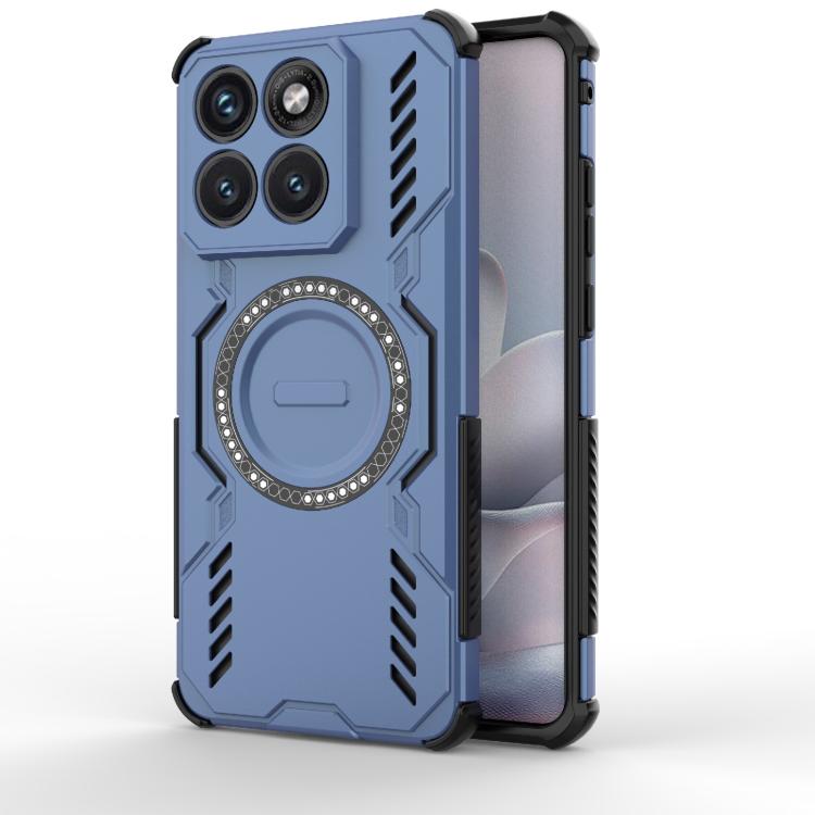

For Motorola Edge 70 Fusion 5G Global Butterfly Armor MagSafe Magnetic Ring Shockproof Phone Case(Blue)