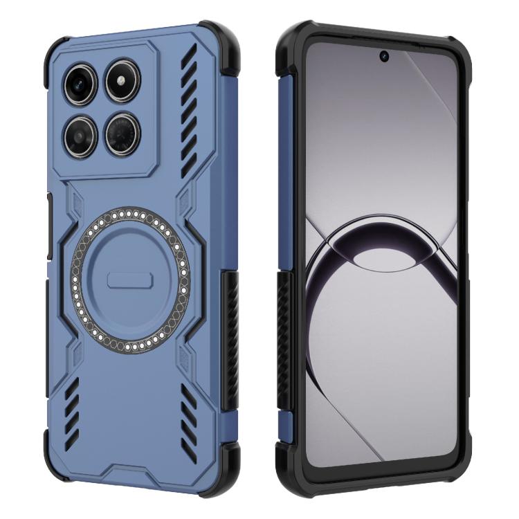 For Motorola Moto G37 Power 5G Butterfly Armor MagSafe Magnetic Ring Shockproof Phone Case(Blue)