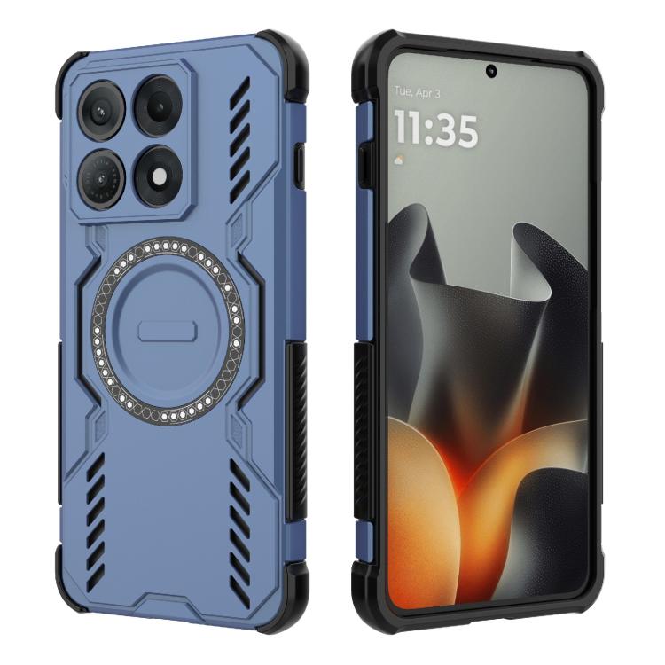 For Motorola Edge 70 Max 5G Butterfly Armor MagSafe Magnetic Ring Shockproof Phone Case(Blue)