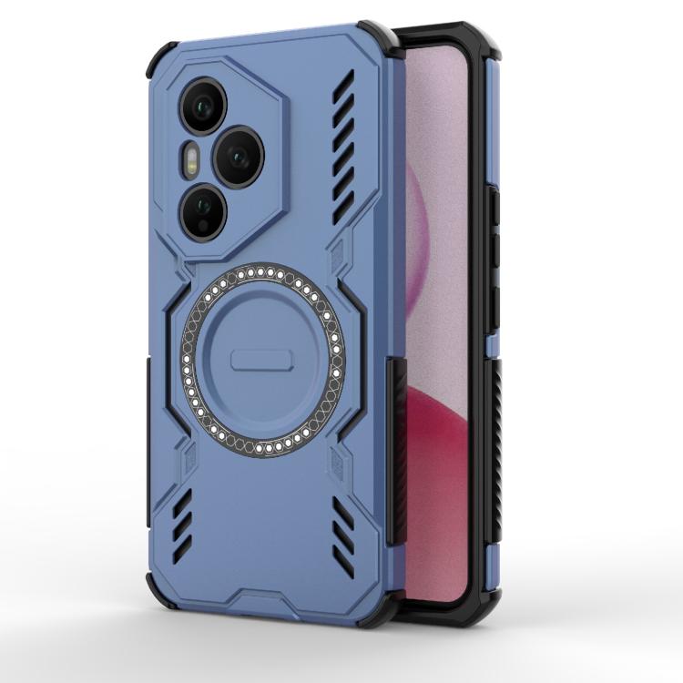 

For Honor 400 Pro 5G Global 160.8mm Butterfly Armor MagSafe Magnetic Ring Shockproof Phone Case(Blue)