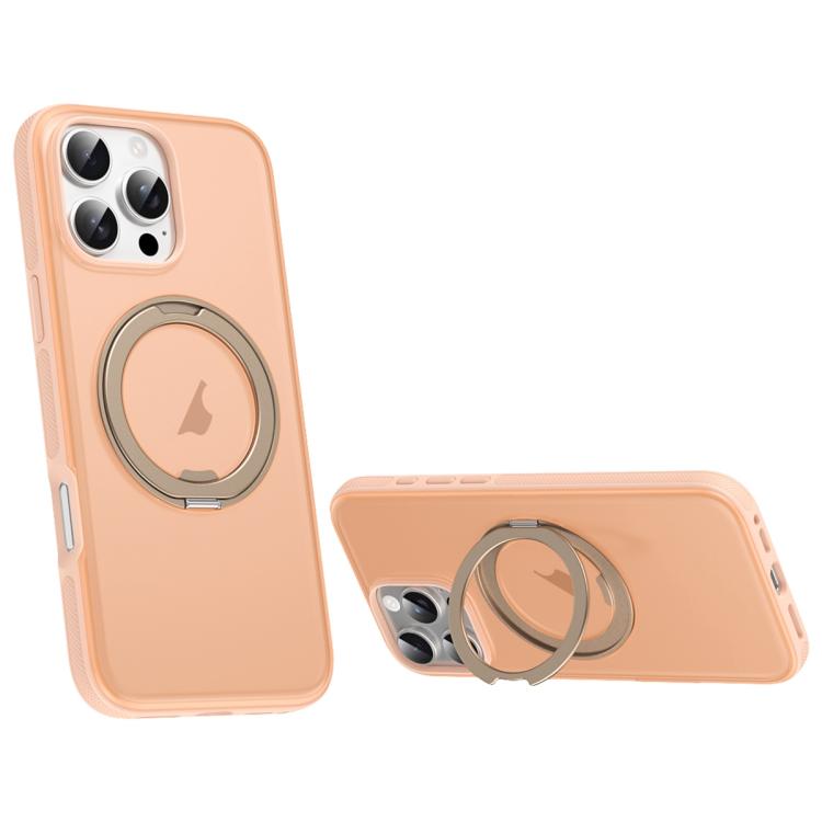 

For iPhone 16 Pro Solid Color 360 Degree Rotating Holder MagSafe Magnetic Phone Case(Desert Gold)