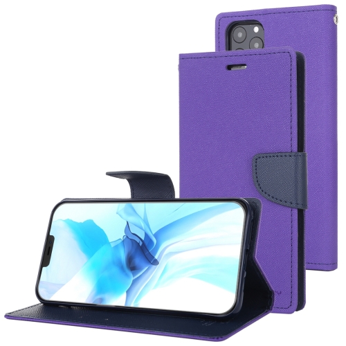 

For iPhone 12 / 12 Pro GOOSPERY FANCY DIARY Cross Pattern Horizontal Flip Leather Case with Holder & Card Slots & Wallet(Purple)