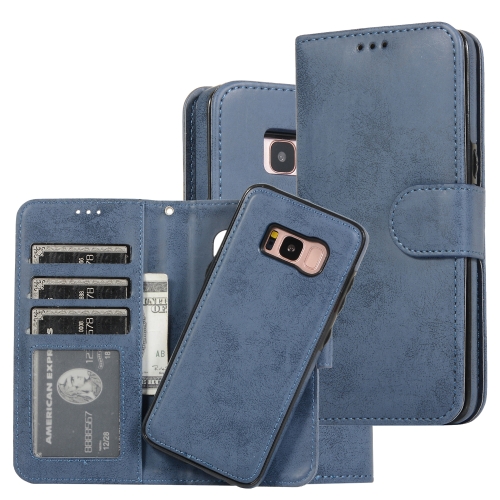 

For Samsung Galaxy S8 Retro 2 in 1 Detachable Magnetic Horizontal Flip TPU + PU Leather Case with Holder & Card Slots & Photo Frame & Wallet(Dark Blue)