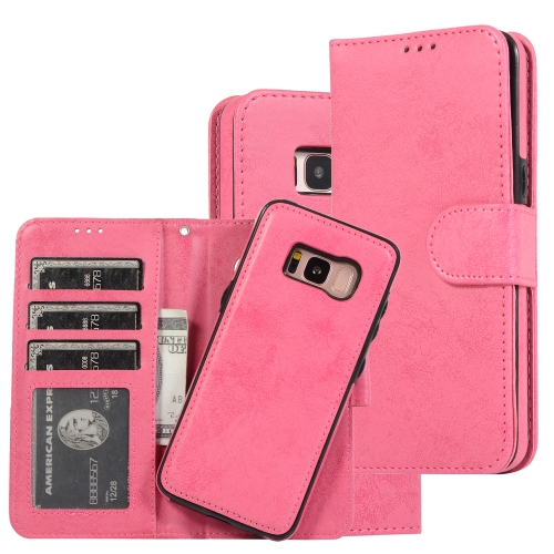

For Samsung Galaxy S8 Retro 2 in 1 Detachable Magnetic Horizontal Flip TPU + PU Leather Case with Holder & Card Slots & Photo Frame & Wallet(Pink)