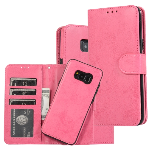 

For Samsung Galaxy S8+ Retro 2 in 1 Detachable Magnetic Horizontal Flip TPU + PU Leather Case with Holder & Card Slots & Photo Frame & Wallet(Pink)