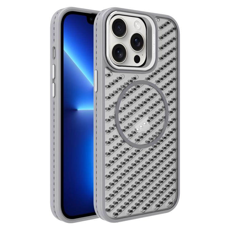 

For iPhone 13 Pro O-Shape Hollow Cooling Lens Holder MagSafe Phone Case(Grey)